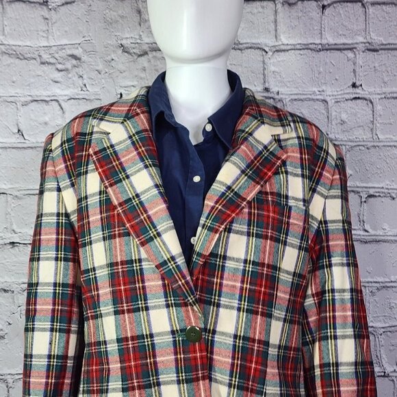 Giorgio Sant'Angelo Jackets & Blazers - Giorgio Sant Angelo Wool Jacket Multi-Color Christmas Plaid Women's 14P